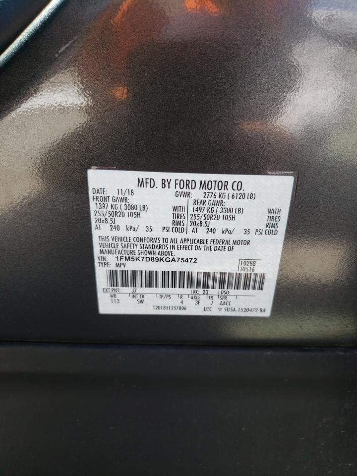Photo 10 from auction – 2019 FORD EXPLORER X with VIN 1FM5K7D89KGA75472