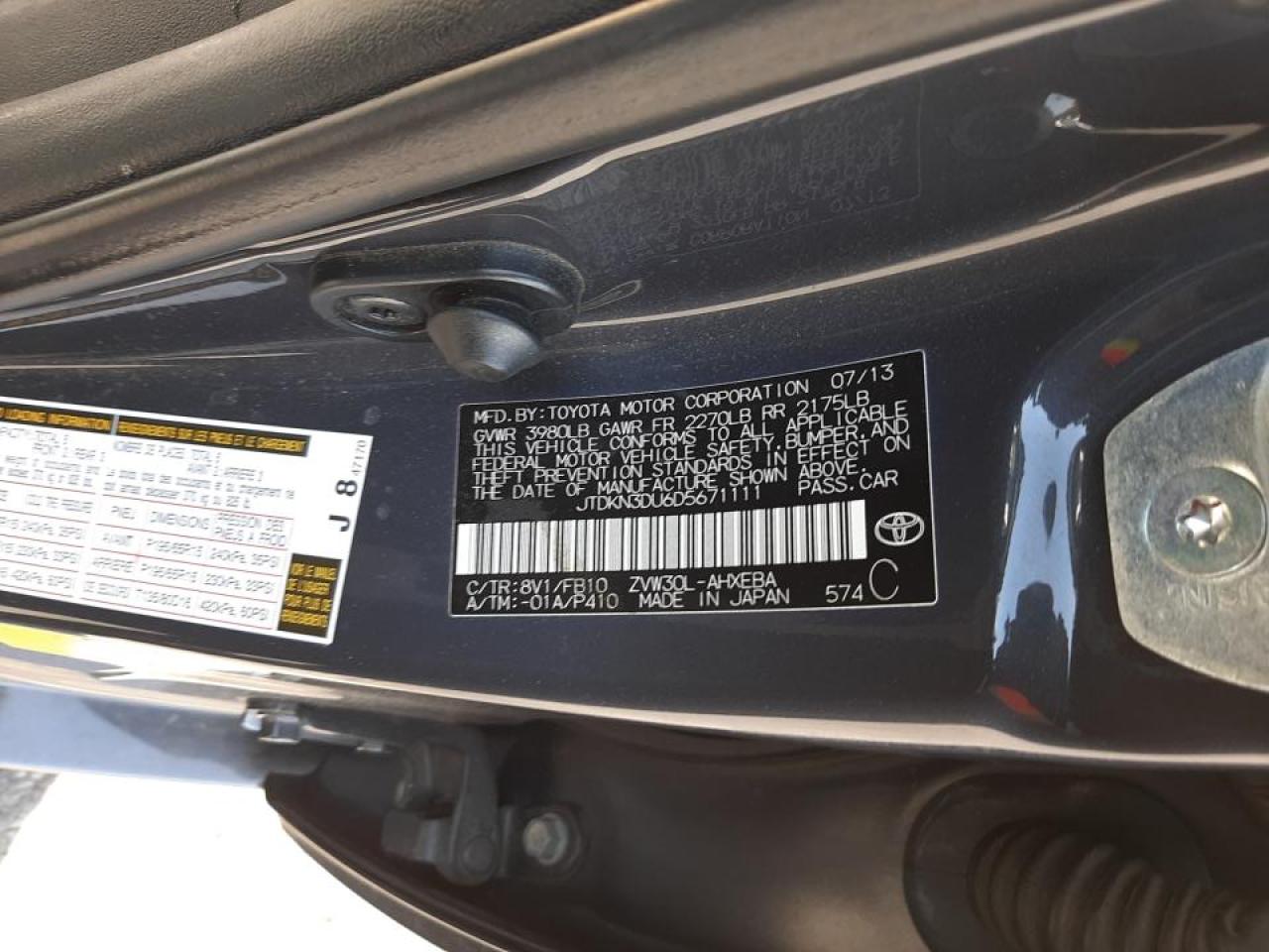 Photo 10 from auction – 2013 TOYOTA PRIUS with VIN JTDKN3DU6D5671111