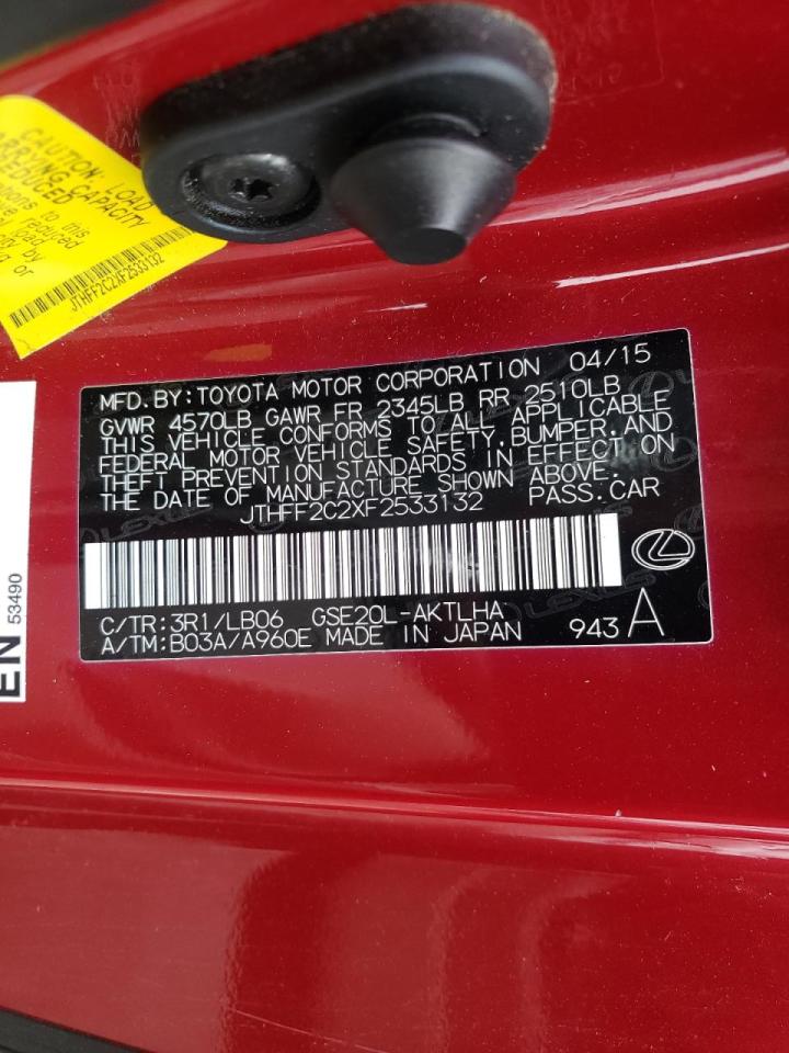 Photo 10 from auction – 2015 LEXUS IS 250 with VIN JTHFF2C2XF2533132