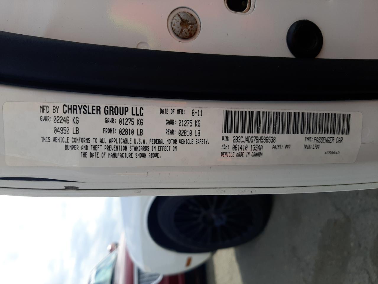 Photo 10 from auction – 2011 DODGE CHALLENGER with VIN 2B3CJ4DG7BH596538