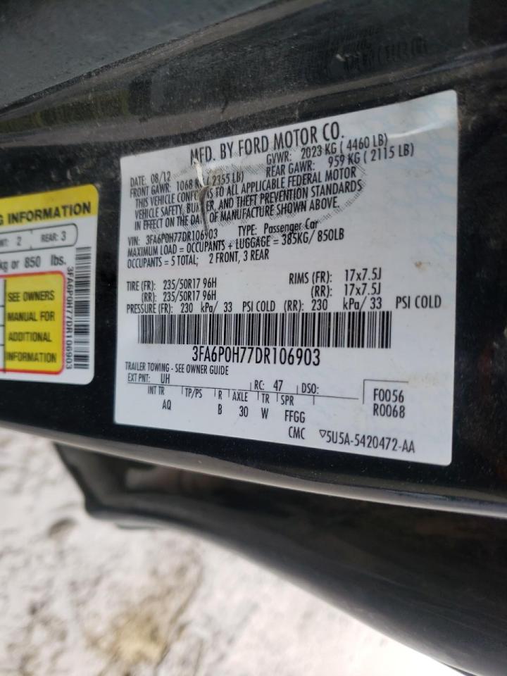 Photo 10 from auction – 2013 FORD FUSION SE with VIN 3FA6P0H77DR106903