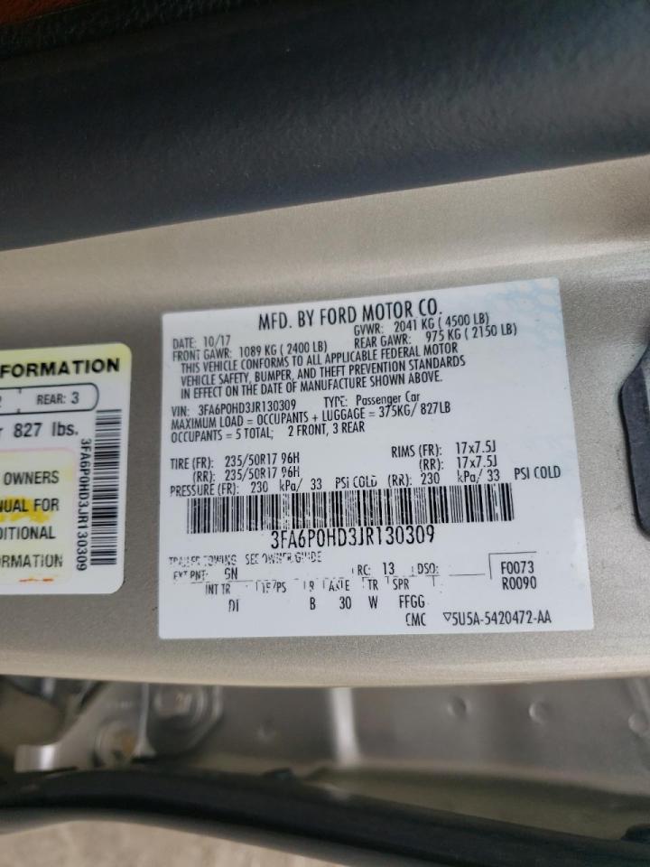Photo 10 from auction – 2018 FORD FUSION SE with VIN 3FA6P0HD3JR130309