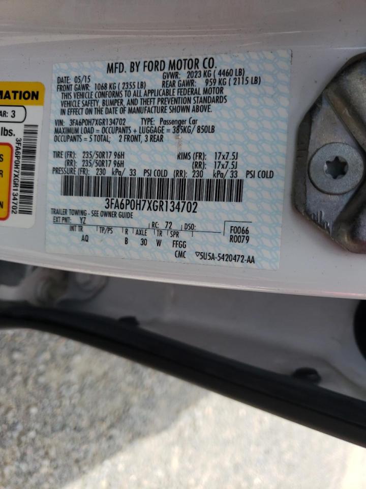 Photo 10 from auction – 2016 FORD FUSION SE with VIN 3FA6P0H7XGR134702