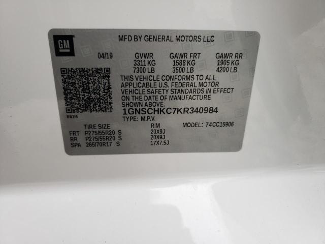 Photo 10 from auction – 2019 CHEVROLET SUBURBAN C with VIN 1GNSCHKC7KR340984