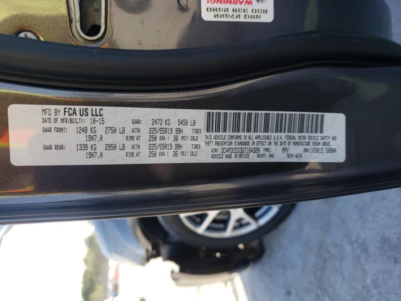 Photo 10 from auction – 2016 DODGE JOURNEY R/ with VIN 3C4PDCEG3GT164320