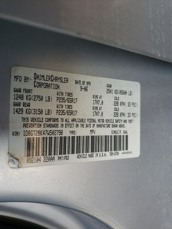 Photo 10 from auction – 2007 DODGE NITRO SXT with VIN 1D8GT28K47W502798