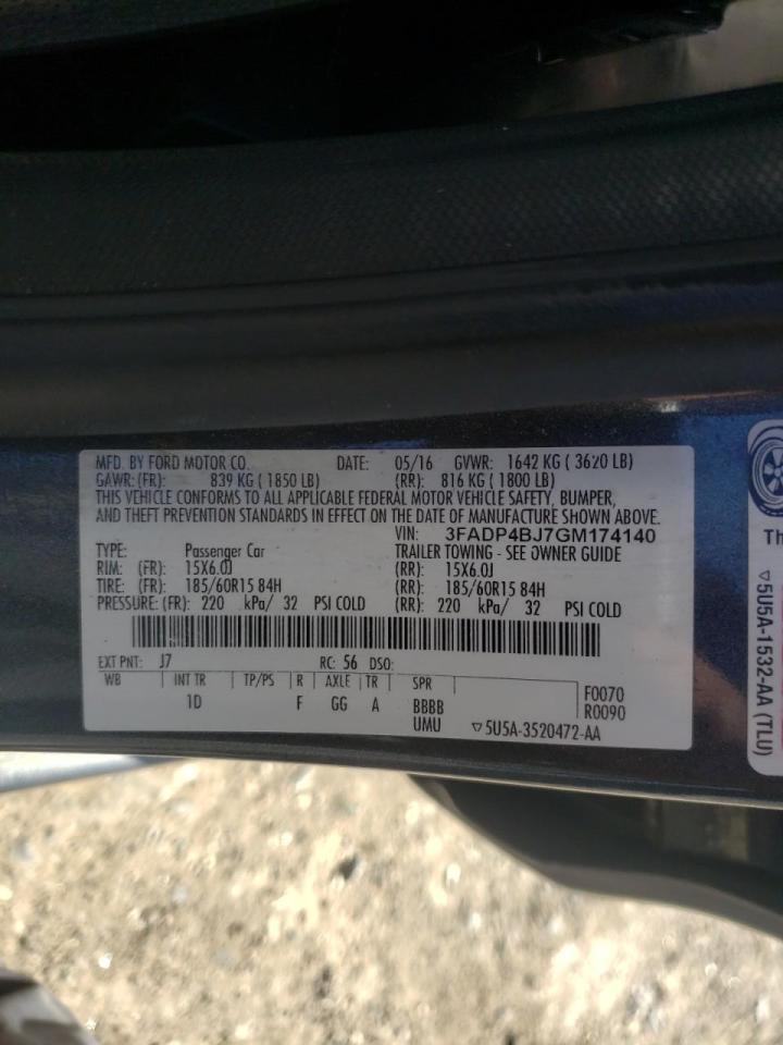 Photo 10 from auction – 2016 FORD FIESTA SE with VIN 3FADP4BJ7GM174140