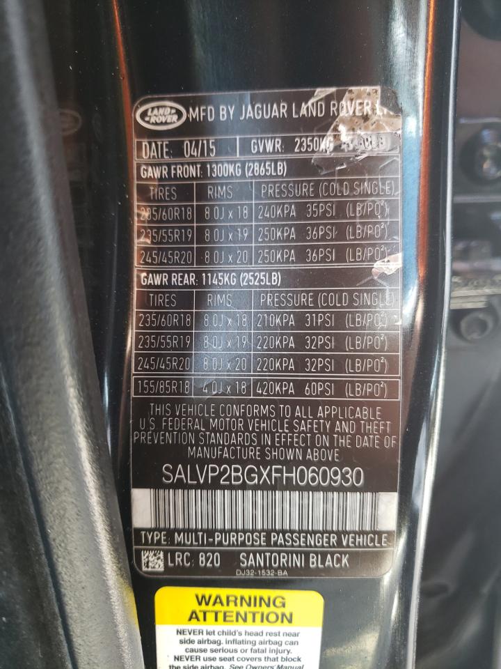 Photo 10 from auction – 2015 LAND ROVER RANGE ROVE with VIN SALVP2BGXFH060930