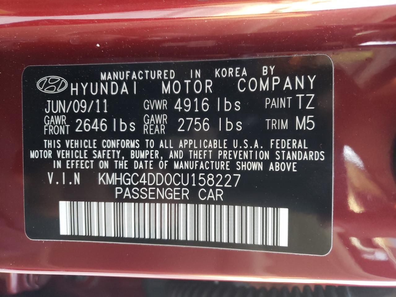 Photo 10 from auction – 2012 HYUNDAI GENESIS 3. with VIN KMHGC4DD0CU158227