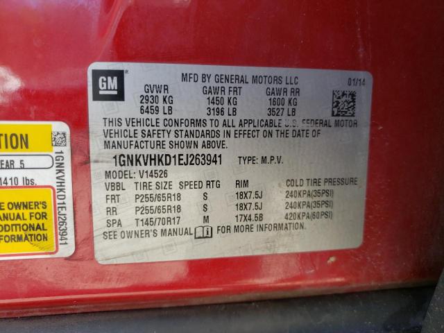 Photo 10 from auction – 2014 CHEVROLET TRAVERSE L with VIN 1GNKVHKD1EJ263941