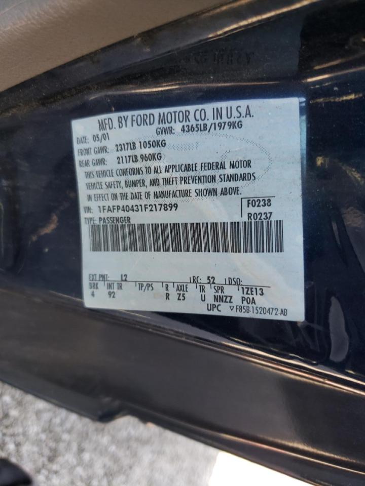 Photo 10 from auction – 2001 FORD MUSTANG with VIN 1FAFP40431F217899