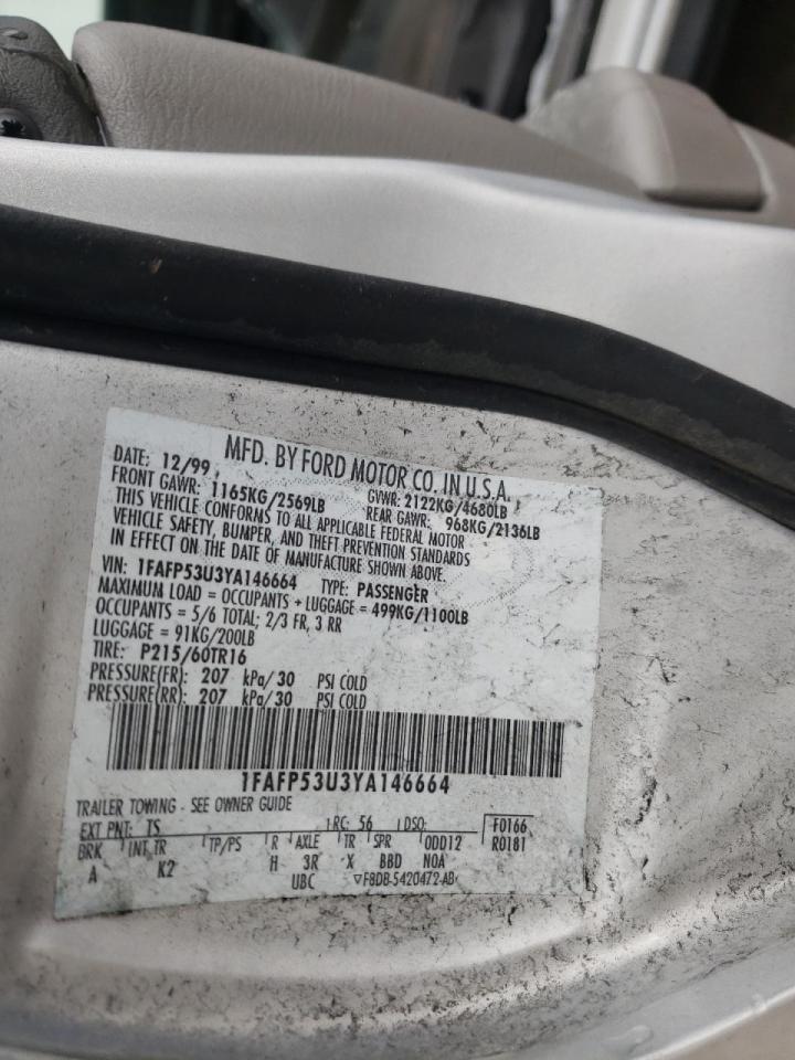 Photo 10 from auction – 2000 FORD TAURUS SE with VIN 1FAFP53U3YA146664