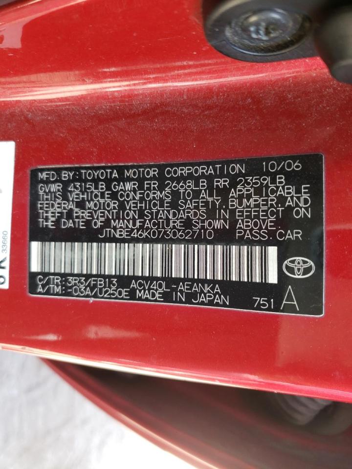 Photo 10 from auction – 2007 TOYOTA CAMRY CE with VIN JTNBE46K073062710