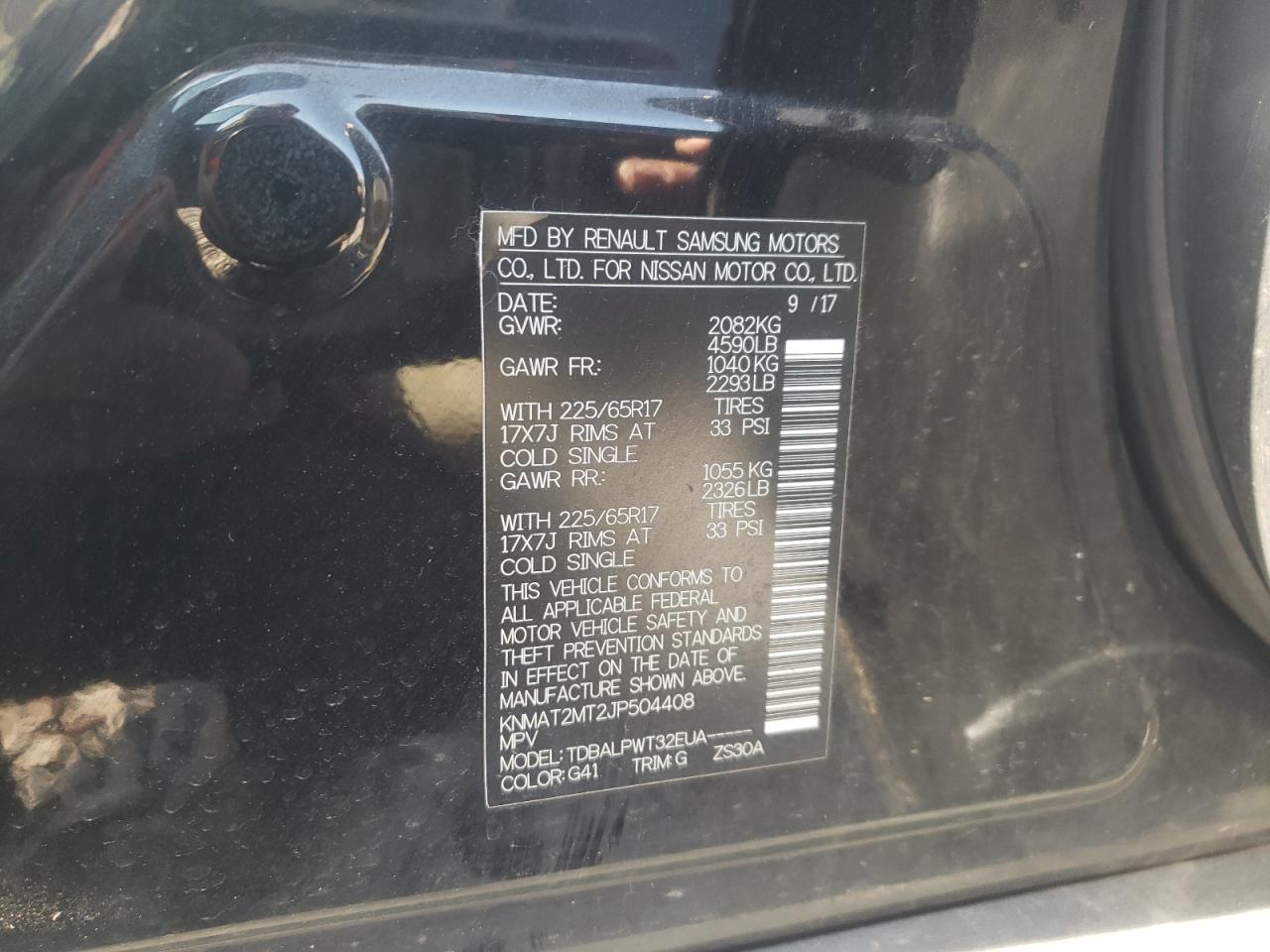 Photo 10 from auction – 2018 NISSAN ROGUE S with VIN KNMAT2MT2JP504408