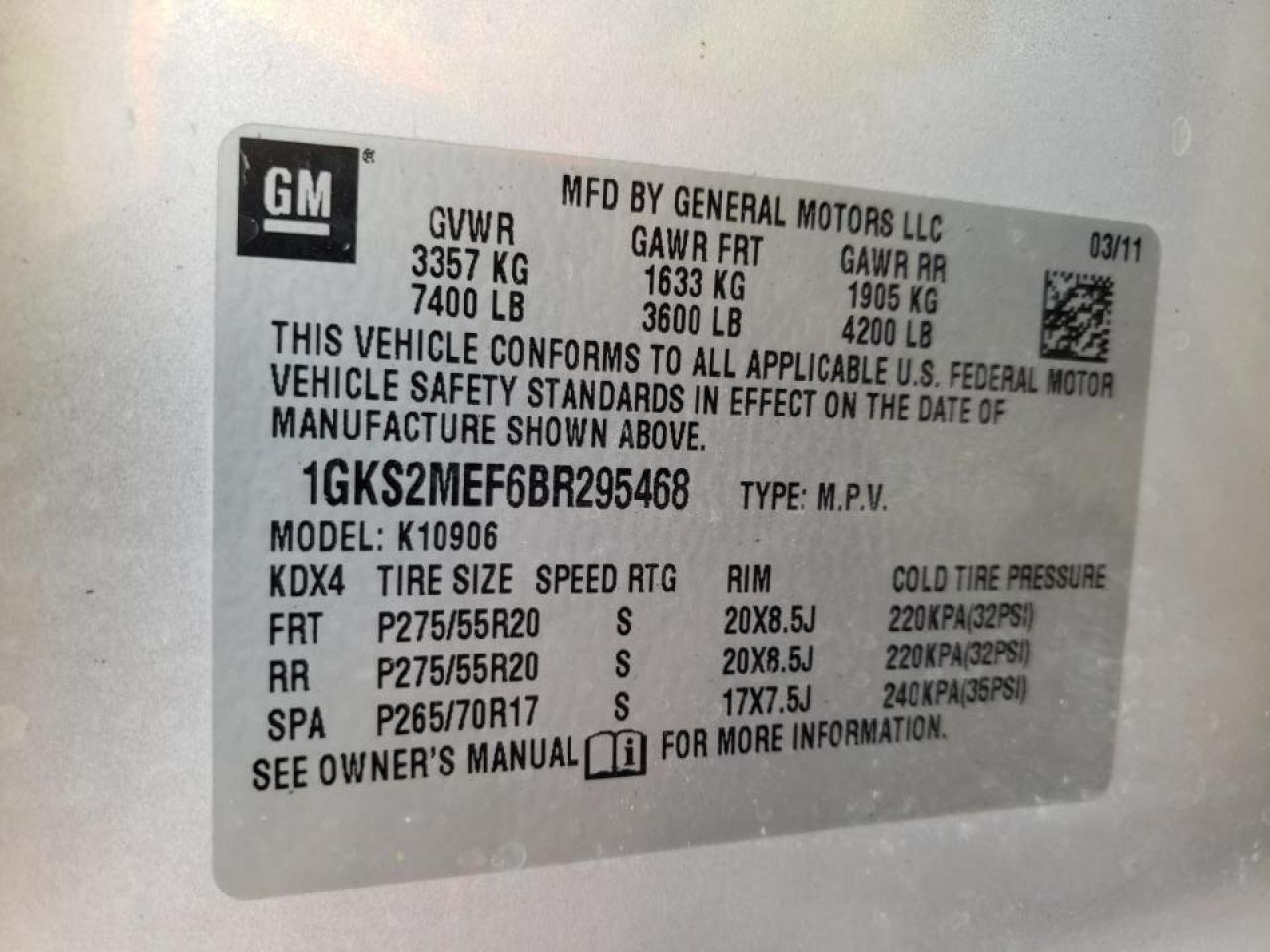 Photo 10 from auction – 2011 GMC YUKON XL D with VIN 1GKS2MEF6BR295468