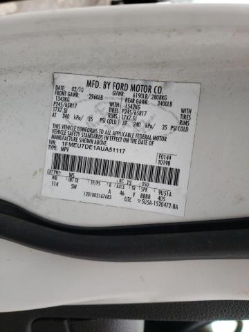 Photo 10 from auction – 2010 FORD EXPLORER X with VIN 1FMEU7DE1AUA51117