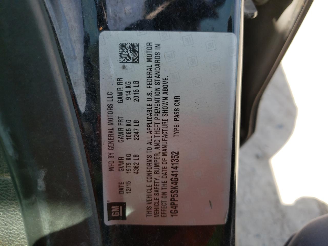 Photo 10 from auction – 2016 BUICK VERANO with VIN 1G4PP5SK4G4141352
