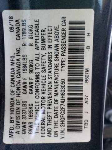 Photo 10 from auction – 2018 HONDA CIVIC EX with VIN 2HGFC2F74JH603050