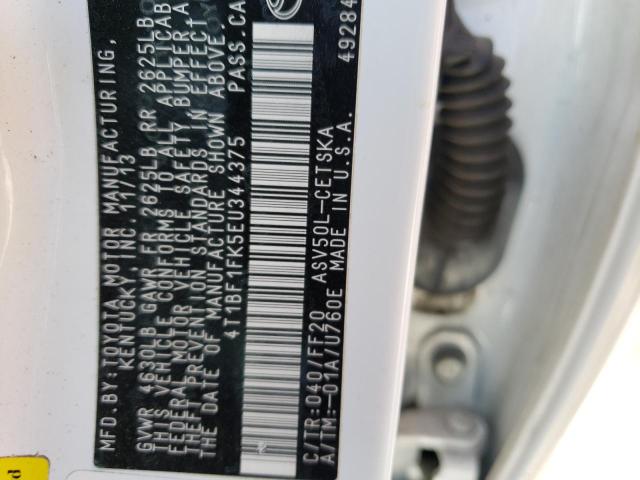 Photo 10 from auction – 2014 TOYOTA CAMRY L with VIN 4T1BF1FK5EU344375