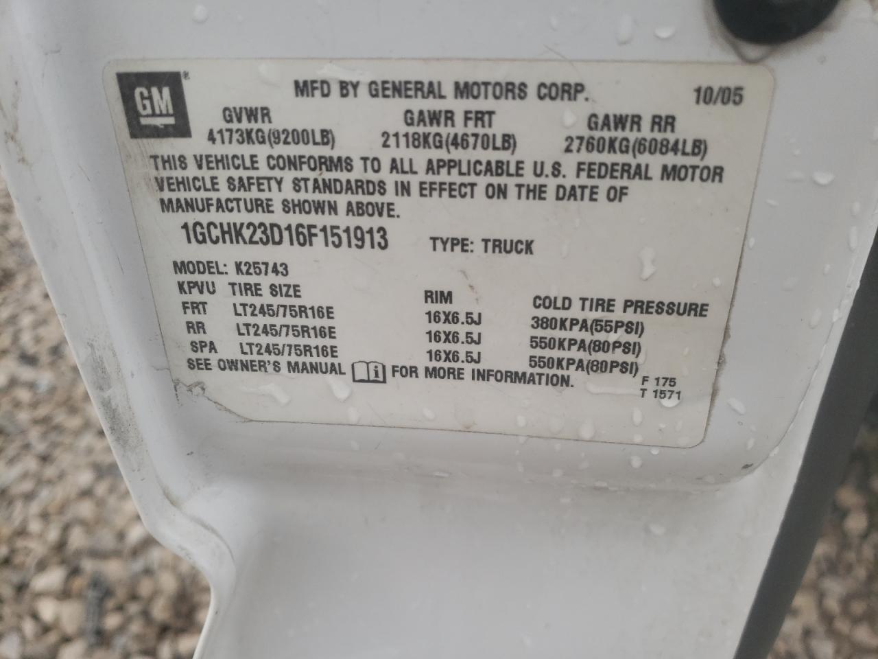 Photo 10 from auction – 2006 CHEVROLET SILVERADO with VIN 1GCHK23D16F151913
