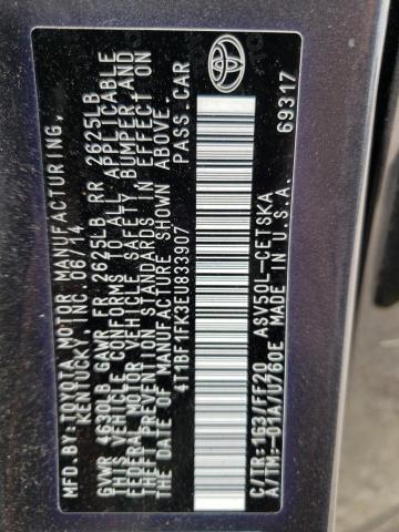 Photo 10 from auction – 2014 TOYOTA CAMRY L with VIN 4T1BF1FK3EU833907