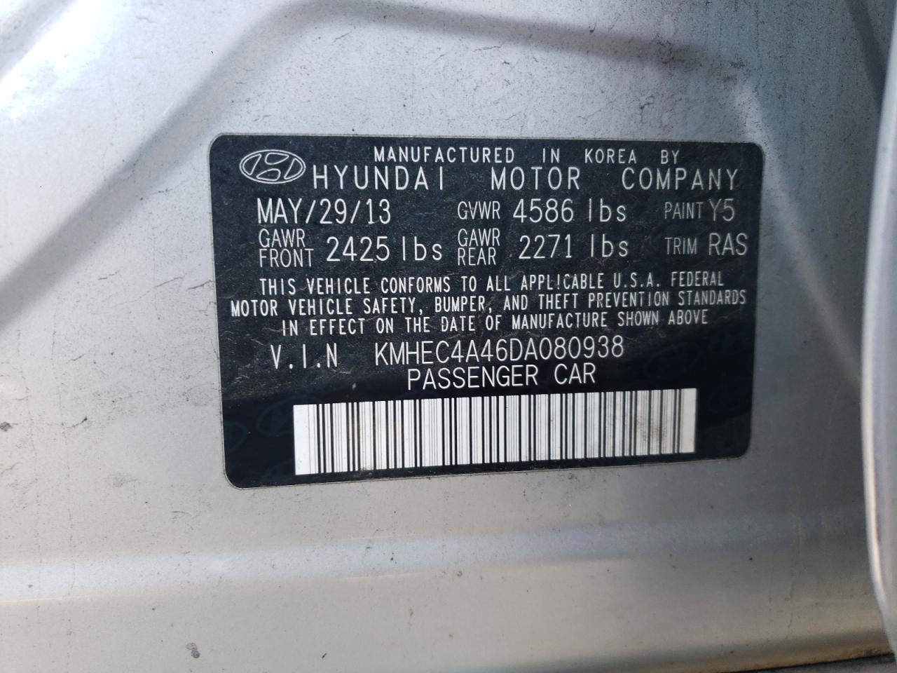 Zdjęcie 10 z aukcji – 2013 HYUNDAI SONATA HYB z VIN KMHEC4A46DA080938
