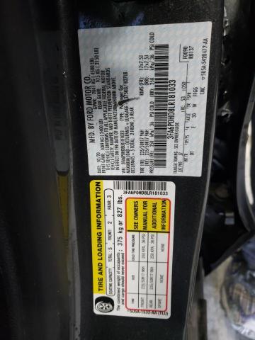 Photo 10 from auction – 2020 FORD FUSION SE with VIN 3FA6P0HD8LR181033