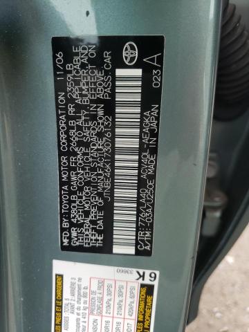 Photo 10 from auction – 2007 TOYOTA CAMRY CE with VIN JTNBE46K173076132