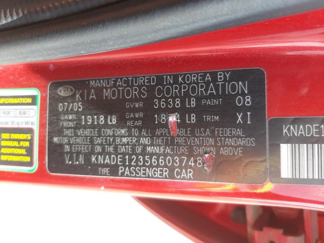 Photo 10 from auction – 2006 KIA RIO with VIN KNADE123566037483