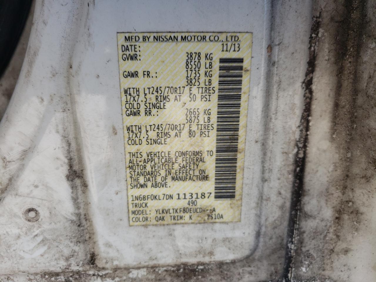 Photo 10 from auction – 2013 NISSAN NV 1500 with VIN 1N6BF0KL7DN113187