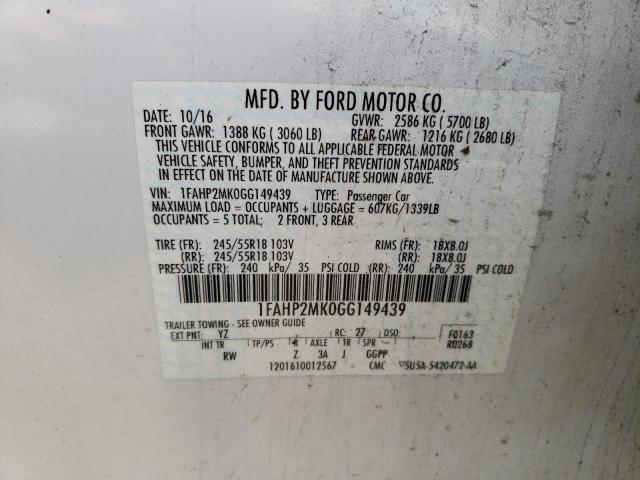 Photo 10 from auction – 2016 FORD TAURUS POL with VIN 1FAHP2MK0GG149439