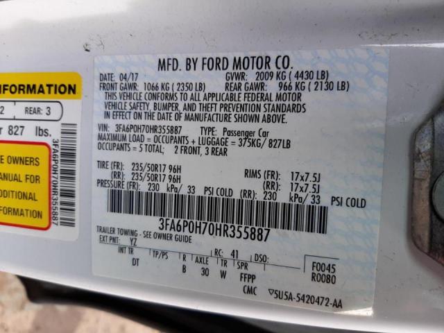 Photo 10 from auction – 2017 FORD FUSION SE with VIN 3FA6P0H70HR355887
