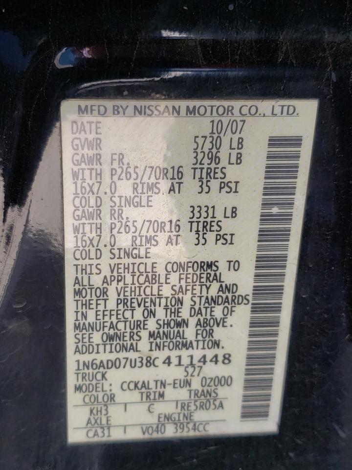 Photo 10 from auction – 2008 NISSAN FRONTIER C with VIN 1N6AD07U38C411448