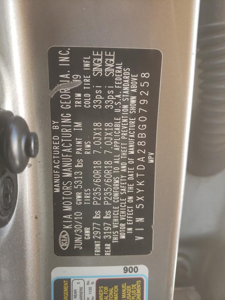 Photo 10 from auction – 2011 KIA SORENTO BA with VIN 5XYKTDA28BG079258