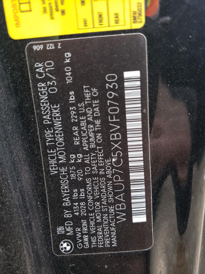 Photo 10 from auction – 2011 BMW 128 I with VIN WBAUP7C5XBVF07930