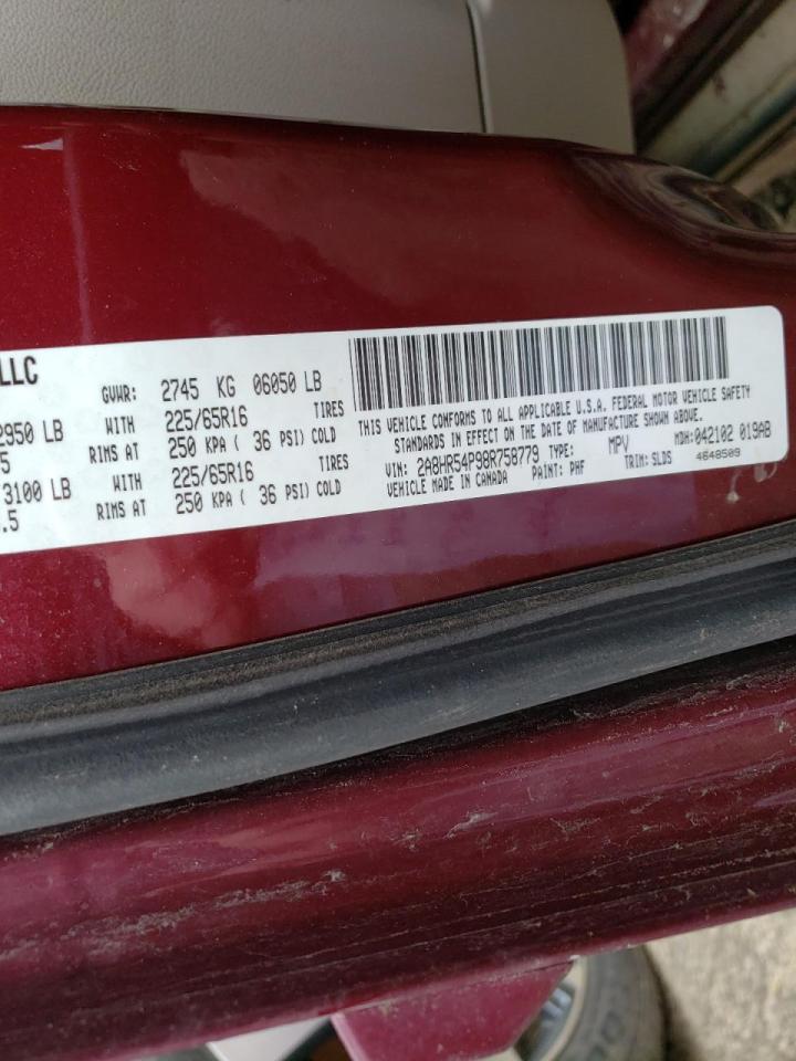 Photo 10 from auction – 2008 CHRYSLER TOWN & COU with VIN 2A8HR54P98R758779