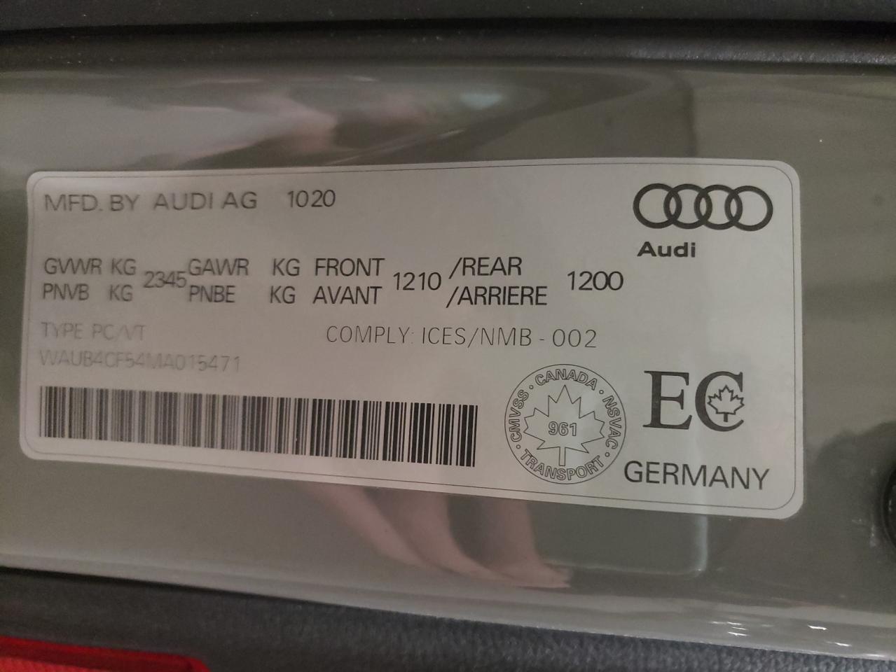Photo 10 from auction – 2021 AUDI S5 PRESTIG with VIN WAUB4CF54MA015471
