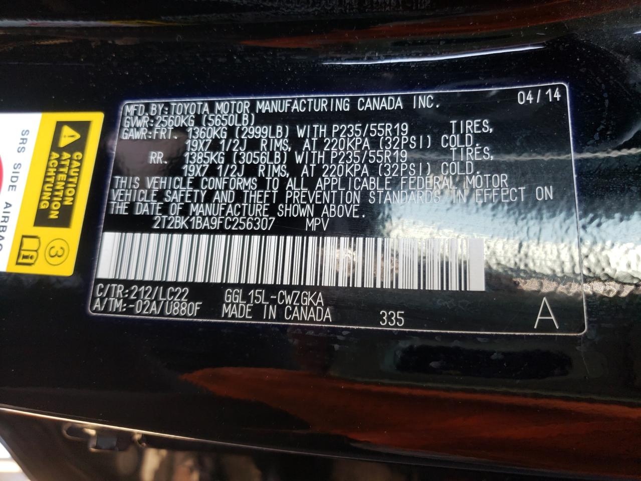 Photo 10 from auction – 2015 LEXUS RX 350 BAS with VIN 2T2BK1BA9FC256307
