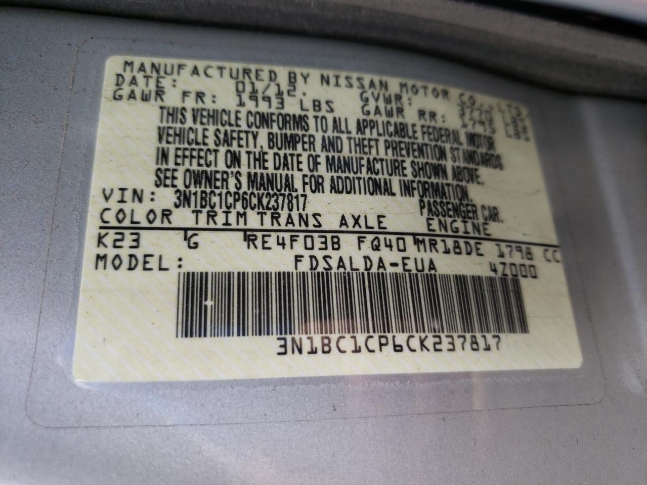 Photo 10 from auction – 2012 NISSAN VERSA S with VIN 3N1BC1CP6CK237817