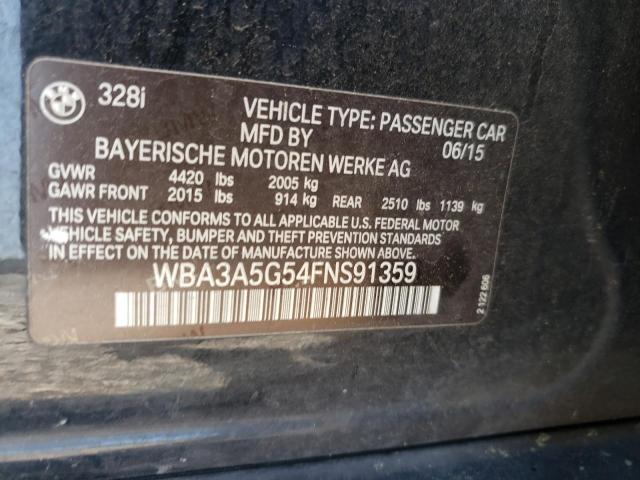 Photo 10 from auction – 2015 BMW 328 I with VIN WBA3A5G54FNS91359