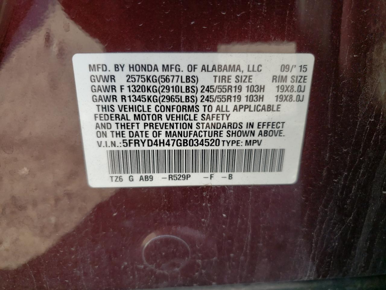 Zdjęcie 10 z aukcji – 2016 ACURA MDX TECHNO z VIN 5FRYD4H47GB034520