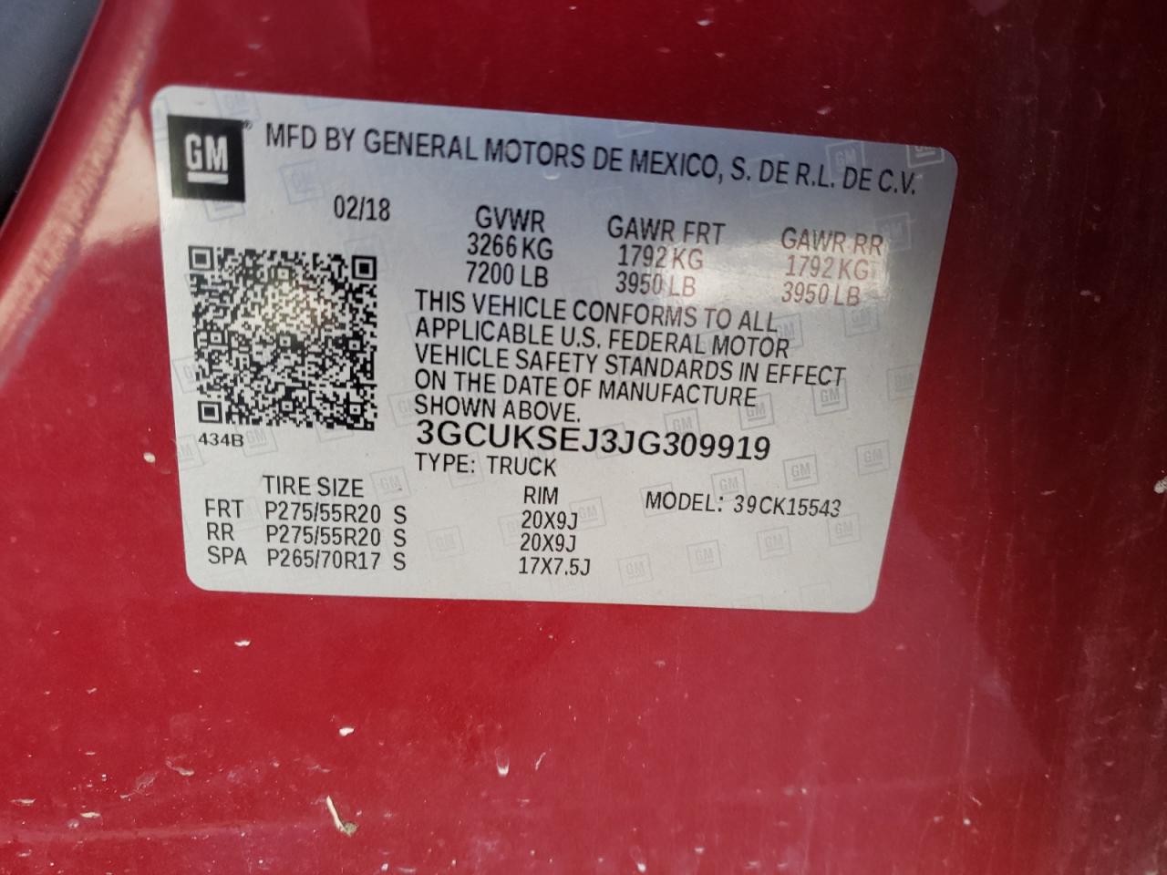 Photo 11 from auction – 2018 CHEVROLET SILVERADO with VIN 3GCUKSEJ3JG309919