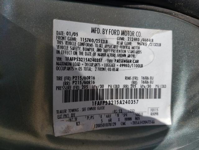 Photo 10 from auction – 2005 FORD TAURUS SE with VIN 1FAFP53215A240357