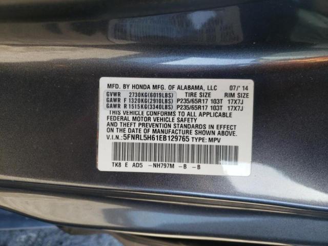 Photo 10 from auction – 2014 HONDA ODYSSEY EX with VIN 5FNRL5H61EB129765