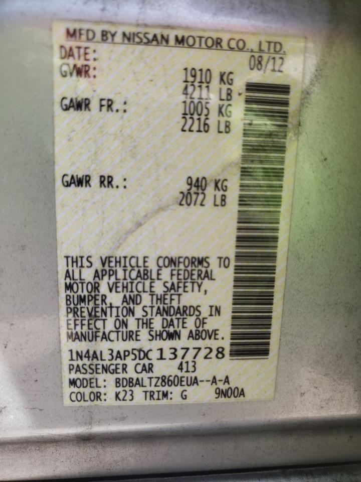 Photo 10 from auction – 2013 NISSAN ALTIMA with VIN 1N4AL3AP5DC137728