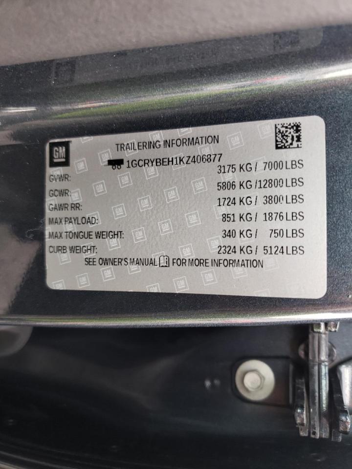 Zdjęcie 10 z aukcji – 2019 CHEVROLET SILVERADO z VIN 1GCRYBEH1KZ406877