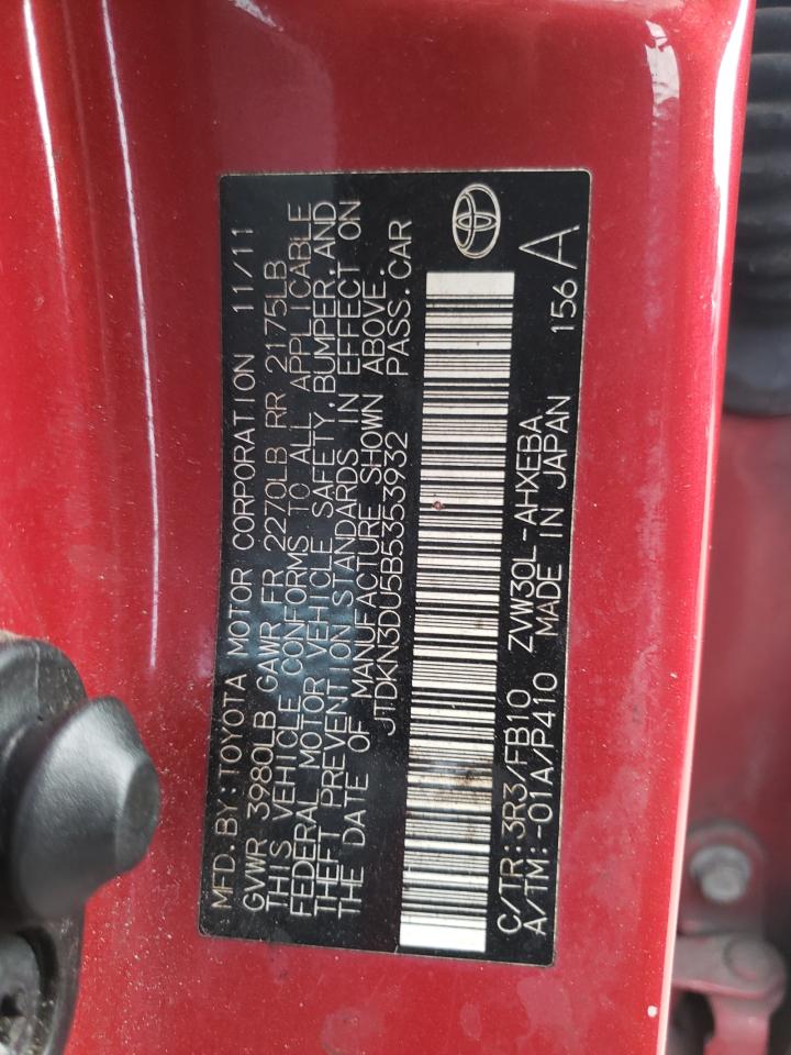 Photo 10 from auction – 2011 TOYOTA PRIUS with VIN JTDKN3DU5B5353932