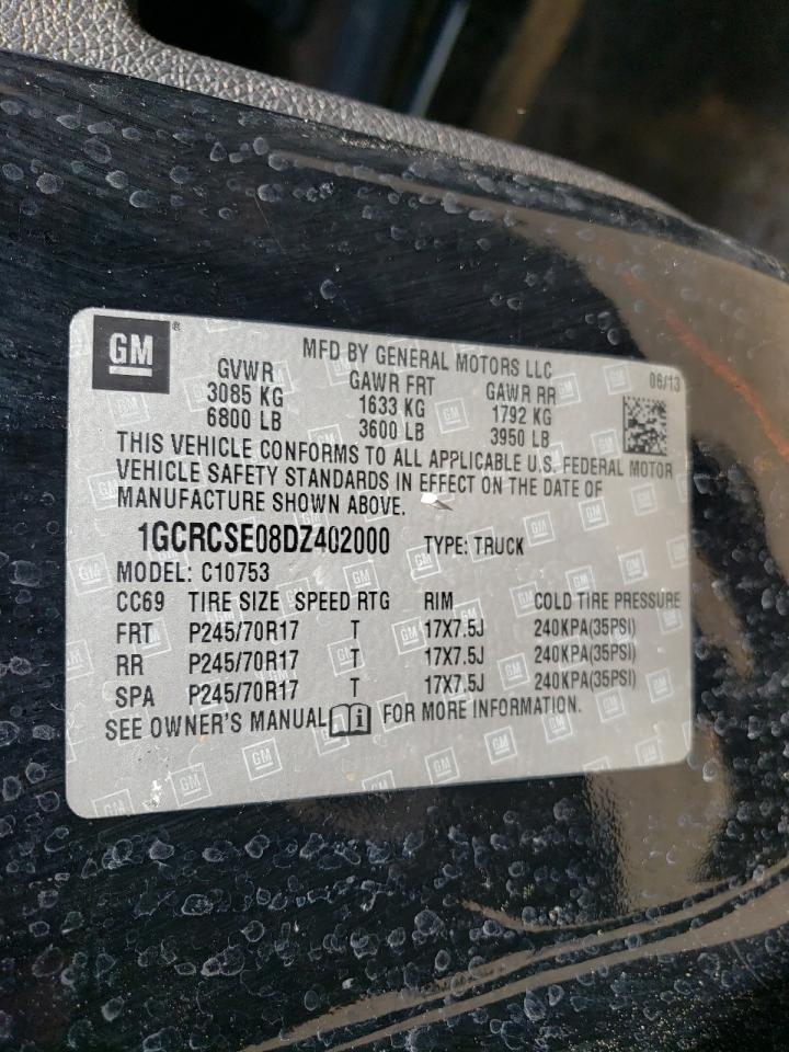 Photo 10 from auction – 2013 CHEVROLET SILVERADO with VIN 1GCRCSE08DZ402000