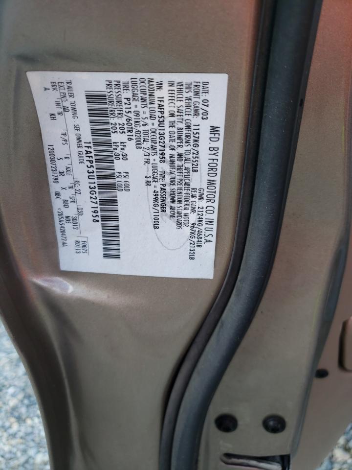 Photo 10 from auction – 2003 FORD TAURUS SE with VIN 1FAFP53U13G271958