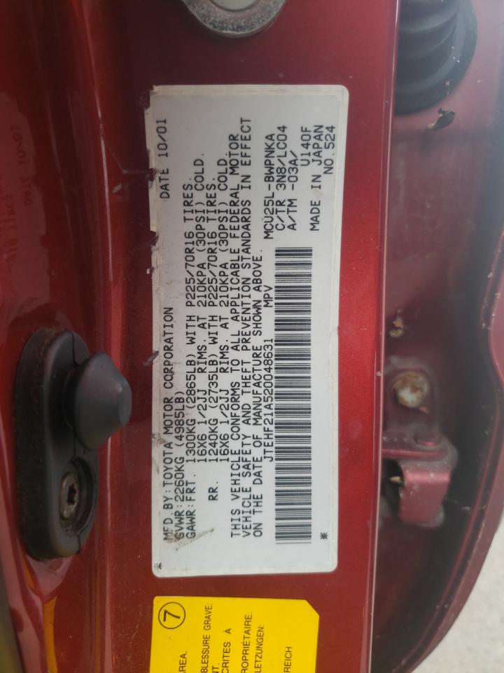 Photo 10 from auction – 2002 TOYOTA HIGHLANDER with VIN JTEHF21A520048631